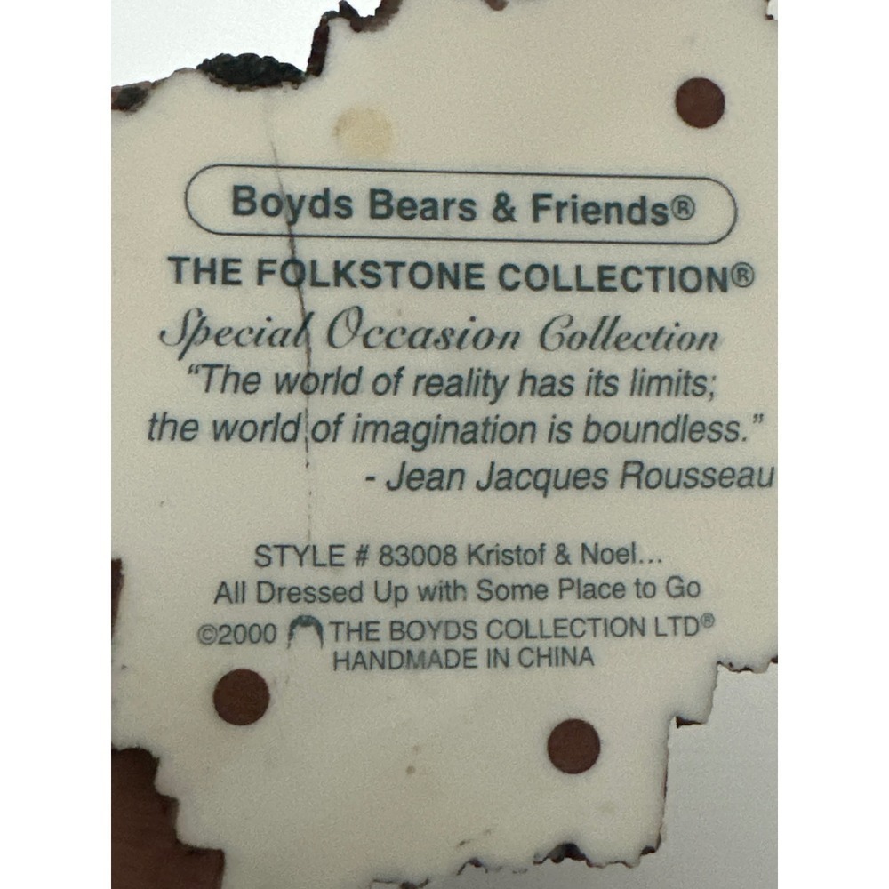 2000 Boyds Bears & Friends Kristof & Noel Folkstone Santa Figurine Statue - Picture 3 of 3